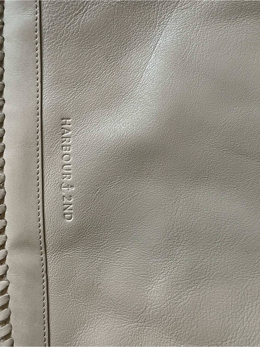 Harbour 2nd Cream Leather Shoulder Bag‎ with Whipstitch Trim EUC - Picture 3 of 4